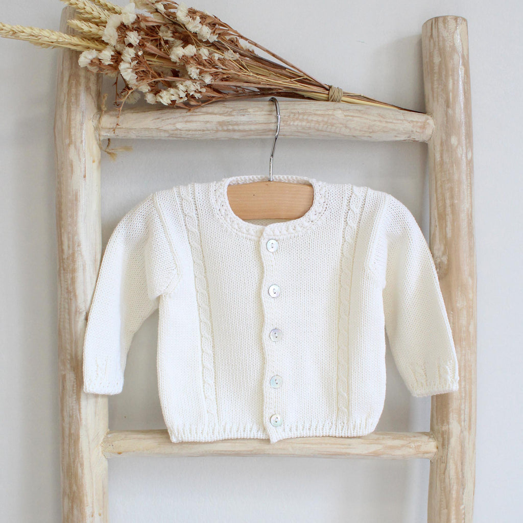 Ivory cable knitted cardigan