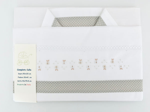 Rosebud Bed Linen set - taupe/cream