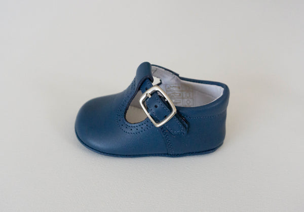 Blue pram T-bar shoes