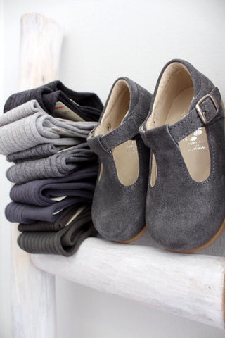 T-bar baby shoes in grey