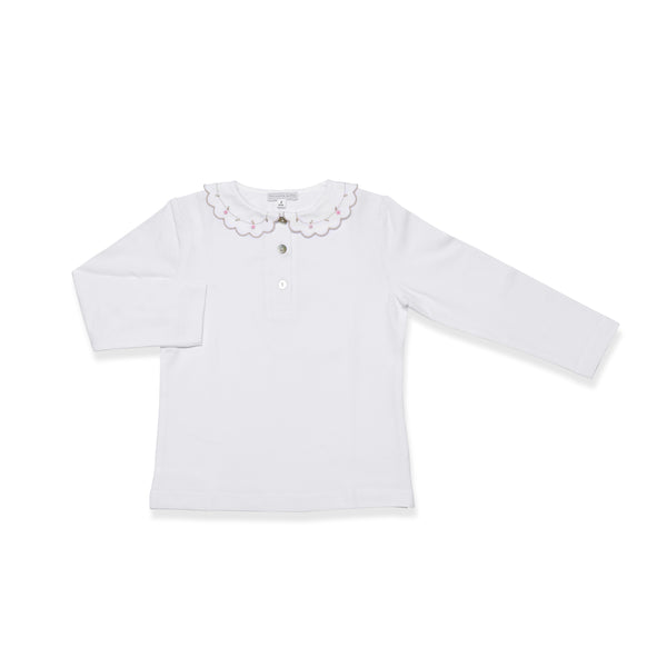 Long sleeves T-shirt -Cream/Pink flowers