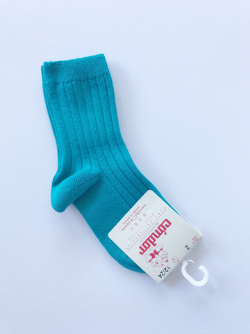 Ribbed short socks -capri blue