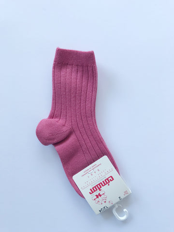 Ribbed short socks- carmine