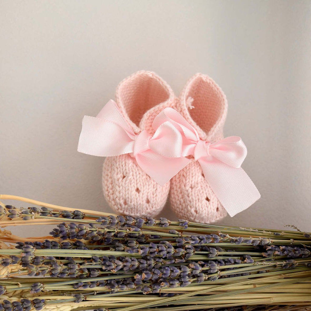 Organic cotton booties in pink